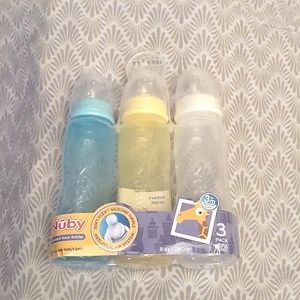 🍼Pack of 3 Plastic Baby Bottles (💚💛🤍)